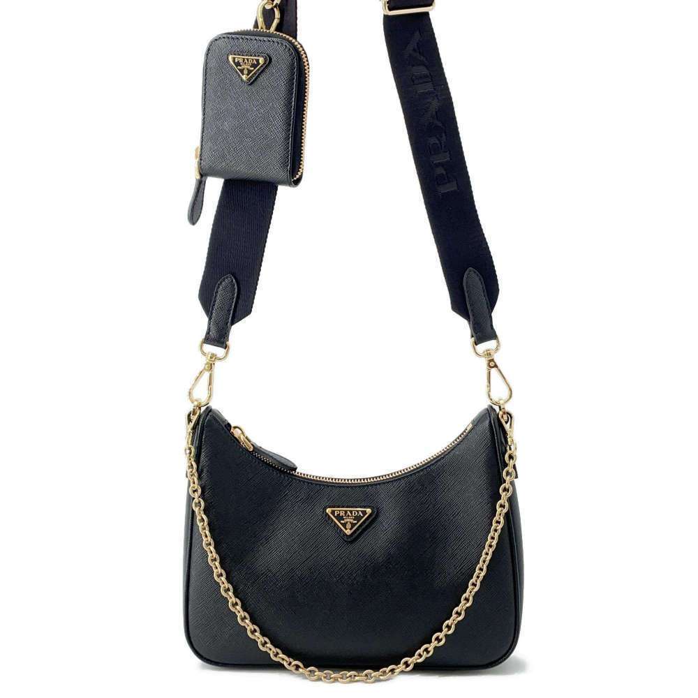 Prada Shoulder Bag Edition Saffiano Leather Clutch Black - Picture 1 of 12